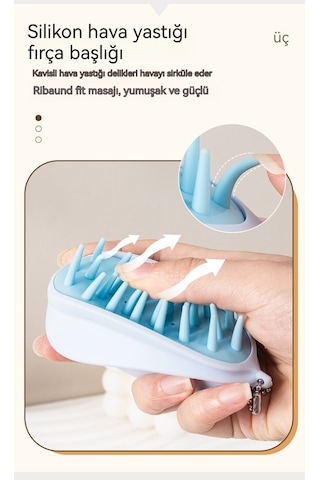 Carambola Saç Derisine Masaj Silikon Şampuan Fırçası-mavi