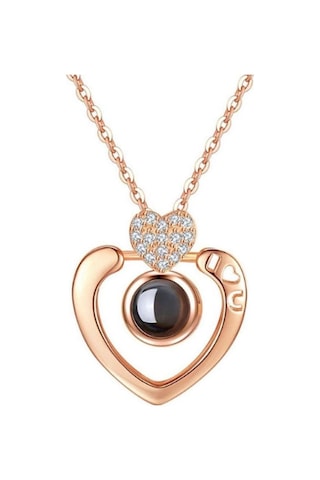 Saatcaddesi Sevgiliye Hediye Zirkon Taşlı 100 Dilde Seni Seviyorum Kolye