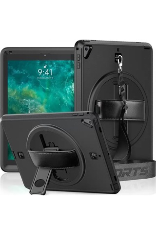 Newface Apple İpad Uyumlu - 5 Air 9.7 Kılıf Strap-c Otterbox Tablet Kapak - Siyah Arka Kapak