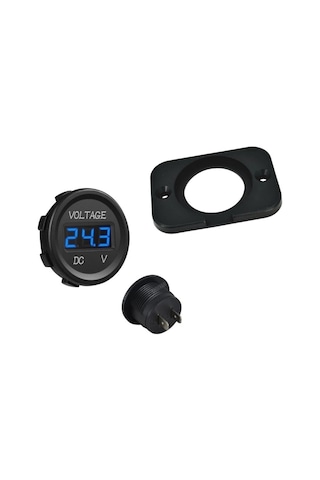Shuıvan Dijital Voltmetre Akü Voltaj Göstergesi 12v/24v Mavi Işık - Çerçeveli-1603