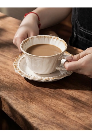 Aberu Shop Çay/kahve Takımı Fincan Ve Tabak Seti 250 Ml. 446807213 Beyaz