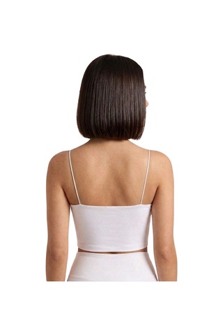Mrm Pro Göğüs Pedli Kadın Beyaz İp Askılı Crop Atlet Esnek Fit Crop Beyaz Beyaz