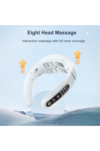 Mufunye Beyaz Boyun Masaj Cihazı, 6 Modlu 15 Seviye İntensite, 38-42 C Isıtma, Usb Şarjlı Akıllı Tıbbi Masaj Aleti Çok Renkli