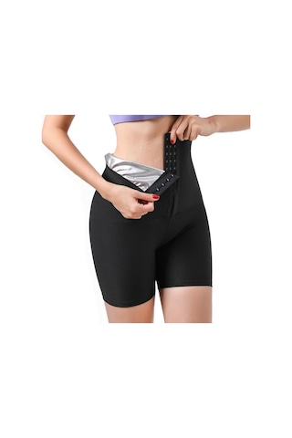 Fit Women Şort Agraflı Sauna Şort Termal  4411 siyah