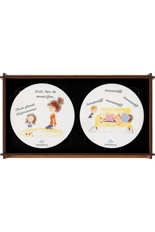 Anneler Gününe Özel Ahşap Kutulu 6'lı Bardak Altlığı