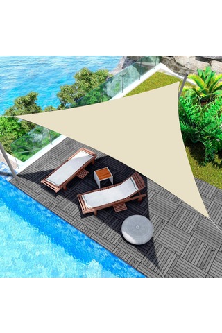 Xindoker 2x2x2m Bej Bahçe Havuzu Gölgesi, 420d Oxford Kumaş Uv Koruyucu, Taşınabilir Outdoor Triangular Gölge Çadırı Bej