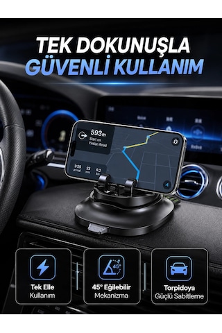 Gizlenebilir Telefon Numaralı Araç İçi Telefon Tutucu Torpido Üstü Telefon Standı 1 Adet