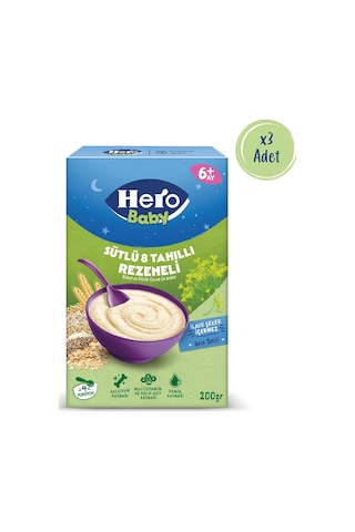 Hero Baby Sütlü 8 Tahıllı Rezeneli 200g X3