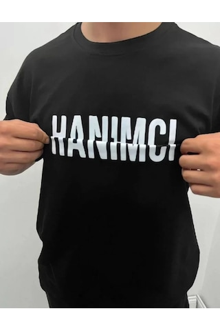 Veraura Lifestyle Unisex Bisiklet Yaka Katlanan Baskılı T-shirt - Siyah
