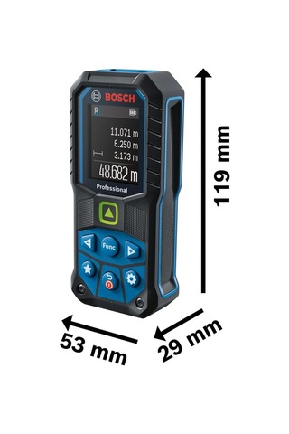 Lazer Mesafe Ölçer Glm 50-25 G Yeşil Lazer, Menzil: 50 M'ye Kadar, Sağlam, Ip65, 1,5 Mm , 2x Aa Pil, İlmik, Çan