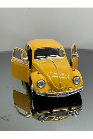 Volkswagen Beetle 1:32 Ölçek Metal Çek Bırak Model Araba 12 Cm - Sarı