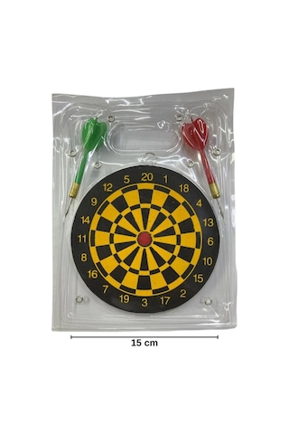 15 Cm Mini Dart Tahtası Seti - 2 Adet Metal Uçlu Ok Dahil - Duvar Ve Ofis Tipi Hedef Oyunu
