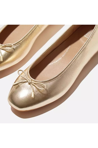 675 Platino Babet Kadın Ih2-c89/675 Fitflop Delıcato Bow Soft Metallic-leather Ballerinas Platin
