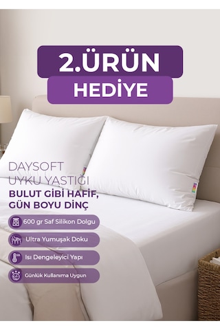 Mikro Silikon Uyku Yastığı - 2. Ürün - Daysoft Serisi - 600 Gram Beyaz