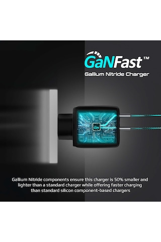 Promate PowerPort-65 GaNFast 65W Süper Hızlı Type-C PD Şarj Cihazı, Tablet, Akıllı Telefon, Notebook Uyumlu