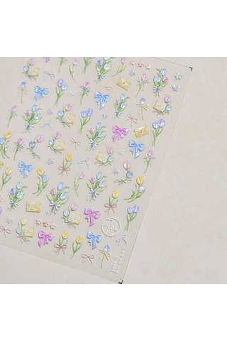 Flybuy Bahar Pembe Zambak Çiçekli Mumluk Kalp 5d Nail Art To4871