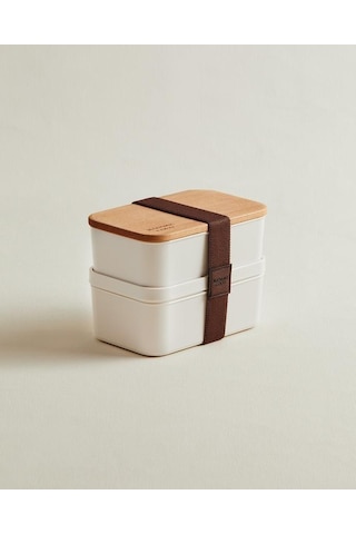 Madame Coco Margot Ahşap Kapaklı Saklama Kabı Seti 2'li 500 ML Ekru