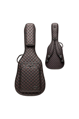 Siyah Profesyonel Gigbag Klasik Gitar Kılıfı-çantası-kırmızı Kapitoneli Suni Deri