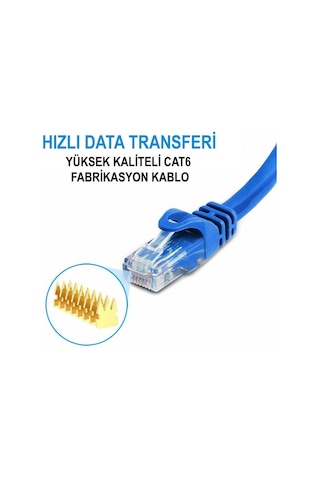 Cat6 Internet Kablosu Ethernet Fabrikasyon Rj45 Lan Adsl 20 M Metre