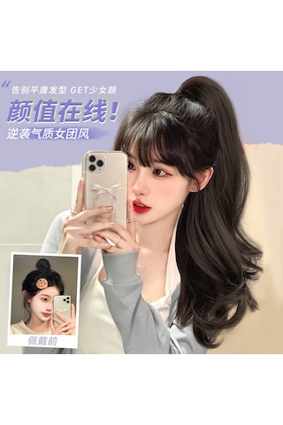 At Kuyruğu Peruk Kadın Uzun Saç İnternet Ünlü Yüksek At Kuyruğu Kavrama Büyük Dalga Büküm Örgü Uzun Rulo Askı Yaz Tarzı