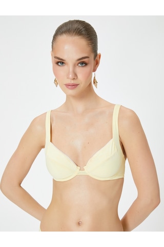 Koton Bikini Üstü Dantel Şeritli Balenli Sarı 4sak10174mm Sarı