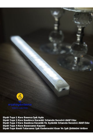 Hareket Sensörlü Şarjlı Led Lamba 30 Cm Beyaz Renk