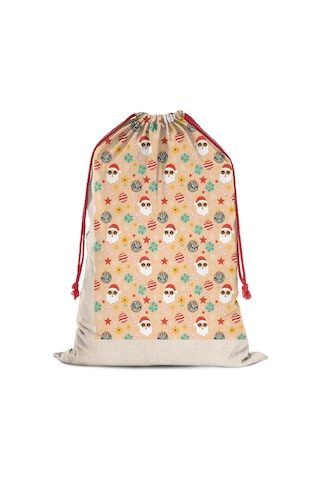 Büyük Noel Baba Hediye Çantası, Pamuklu Kordonlu, Yeniden Kullanılabilir Noel Baba Noel Diskoli