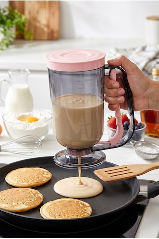 Royalgross Siyah-pembe Pratik Hamur Porsiyonlayıcı 900 Ml Ölçekli Krep Pankek Waffle Kek Muffin Hamur Dağıtıcı Akıtıcı