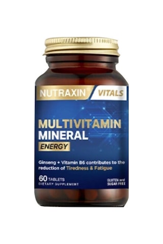 Nutraxin Multivitamin Mineral Energy Complex 60 Tbl - Magnezyum, Taurin, Kolin, Panax Ginseng, Q10