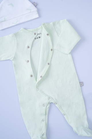 Boumini Bebek Patikli Tulum Şapka Set Mint Mint