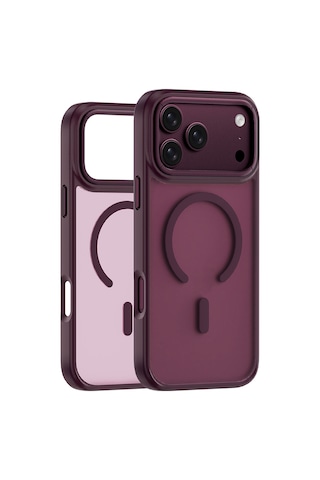 Apple iPhone Uyumlu 18 Pro Kılıf Wiwu Fgg-012 Armorpro Serisi M-safe Özellikli Parmak İzi Bırakmayan Kılıf Bordo