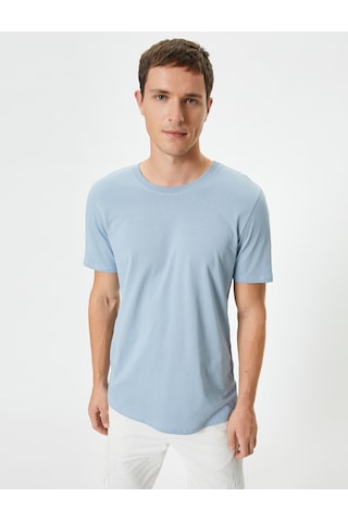 Koton Basic Tişört Slim Fit Bisiklet Yaka Kısa Kollu Mavi 4sam10842hk Mavi