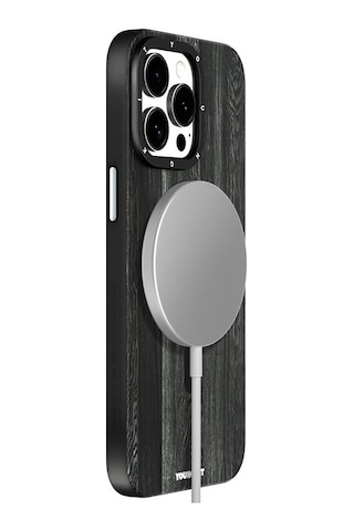 Youngkit Apple Uyumlu iPhone 15 Pro Kılıf Magsafe Şarj Özellikli Youngkit Ahşap Desenli Wood Forest Serisi