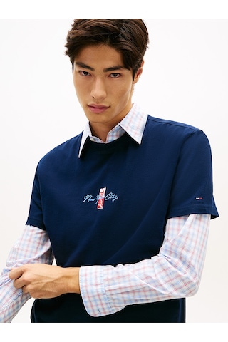 Tommy Hilfiger Tjm Reg Sıgn Block Ss Tee Ext Erkek Mavi T-shirt - Dm0dm22532