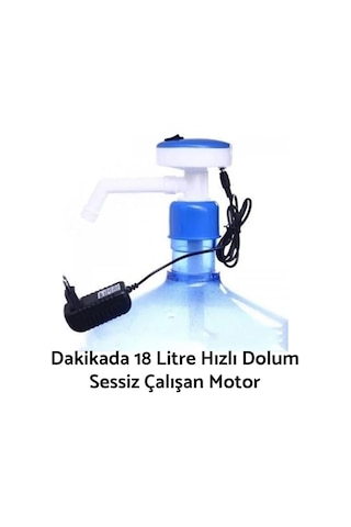 Barley Elektrikli Damacana Su Pompası Adaptörlü 1 Dakikada 18 Litre Su Beyaz - Mavi