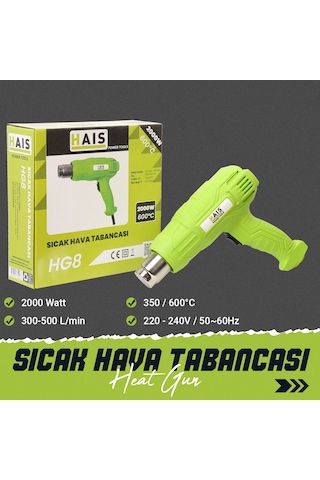 Hais Hg8 2000 W Profesyonel Sıcak Hava Tabancası