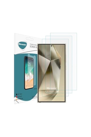 Galaxy S24 Ultra Screen Protector Nano Glass Cam Ekran Koruyucu 3 Lü Paket Galaxy S24 Ultra İle Uyumlu Ekran Koruyucu - Şeffaf
