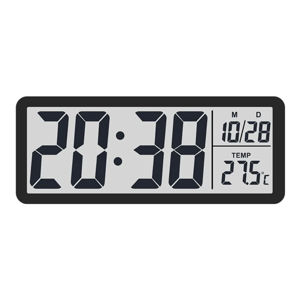 Lcd Ekranlı Modern Tasarım Dijital Duvar Saati Usb Pilli Zaman Tarih Sıcaklık Saat Gösterimi 20x8cm Açık Gri
