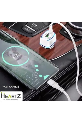 Cr01 Araç Şarj Adaptörü Dual Port Pd Araç Şarjı Yeni Nesil Pd + Standart Usb Ledli A Kalite Araç Şarj Başlık Fast Beyaz