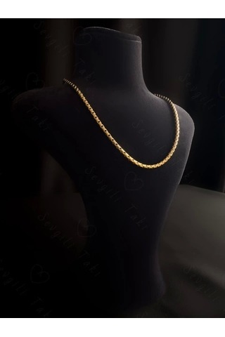 Sevgili Takı Kobra Zincirli Gold Çelik Kolye
