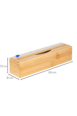 Porsima Pbt-588 Bambu Tek Bölmeli Streç Folyo Kesme Kutusu 33x8x7,5cm Ahşap