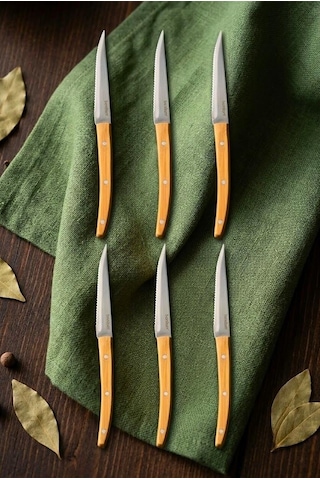 Bambum Valls 6'lı Kılçık Ve Steak Bıçağı Seti 21.5 Cm - Bambu Saplı Paslanmaz Çelik Balık Bıçağı