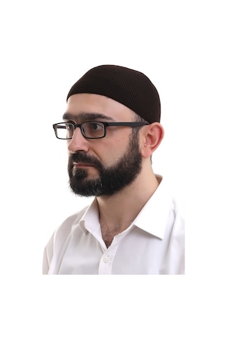 Kahverengi Kışlık Nokta Desenli Orlon Namaz Takkesi