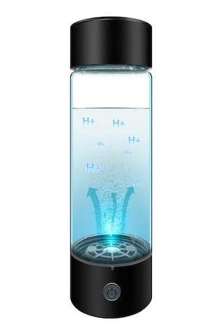 Gajeena Portatif Alkali Su Kuşağı, 330ml, Spe+pem Teknolojisi, 1200-1400ppb Su Kuşağı Üretimi, Usb Şarjlı, Ince Cam, Siyah Siyah
