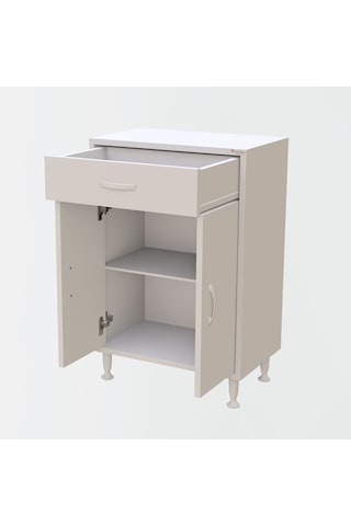 55x88 Cm Çok Amaçlı Dolap Çekmeceli Ve İki Kapaklı Mutfak Dolabı Ofis Dolabı Banyo Dolabı Kiler Beyaz
