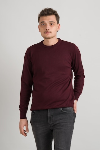 Sıfır Yaka Pamuklu Slimfit Basic Erkek Triko Kazak Bordo