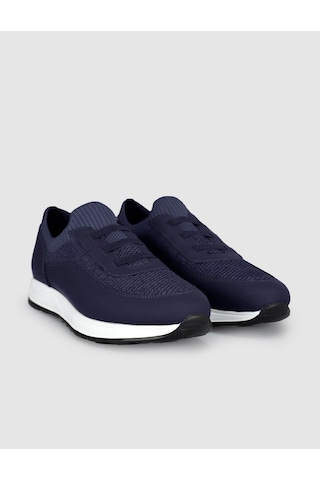 Cabani Lacivert Örgü Dokulu Konfor Sneaker Siyah - Neon Yeşil