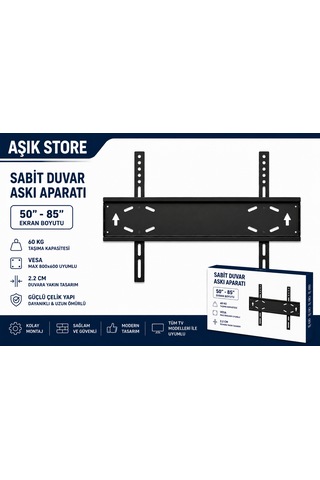 Sabit Tv Askı Aparatı 50 85" Vesa 800 600 60 Kg