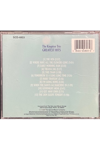 Müzik Cd Sidir Plak Değildir Cd The Kingston Trio Greatest Hits