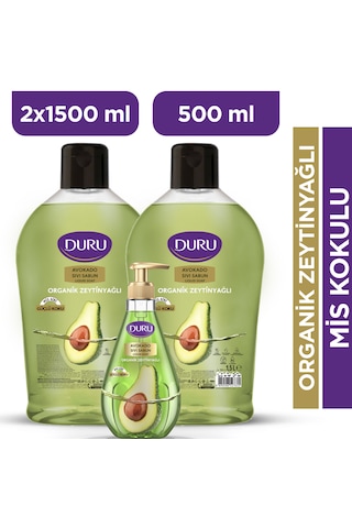 Duru Organik Zeytinyağlı Avokado Sıvı Sabun 2 x 1500 ML + 500 ML